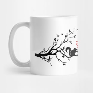 squirrels on tree branch Mug